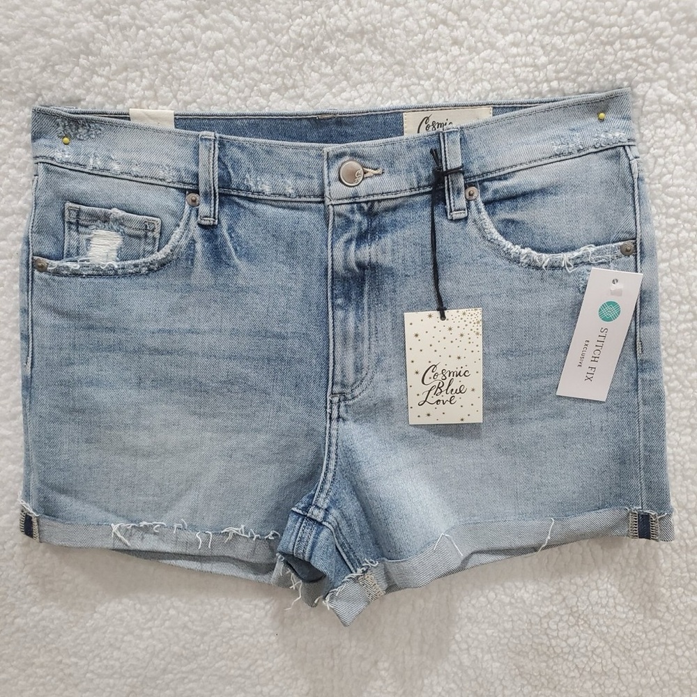 Stitch Fix Cosmic Blue Love NWT Women's Size 27 Distressed Cut Off Jean Shorts